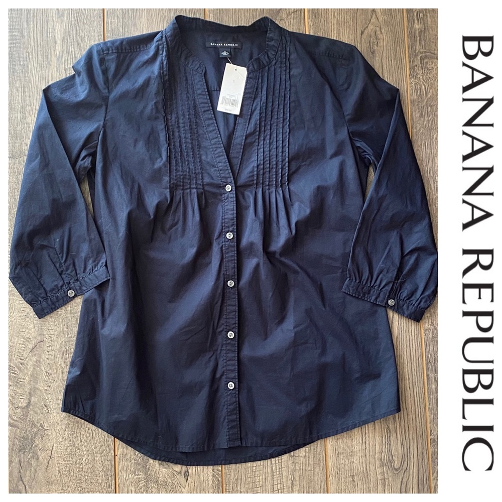 NWT Banana Republic Navy Cotton Top, Small
